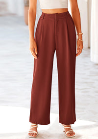 Casual Wide Leg High Elastic Waisted Long Work Pants