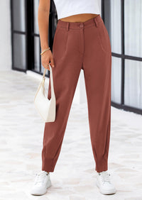 Summer High Waisted Ankle Length Trouser Slacks With Pockets