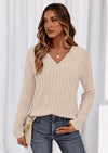 PRETTYGARDEN Fall Fashion Long Sleeve Shirts for Women Ribbed Knit V Neck Dressy Casual Lightweight Sweaters Tunic Tops