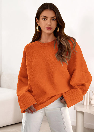 PRETTYGARDEN Women's Fall Oversized Sweaters Casual Crewneck Pullover Long Sleeve Fuzzy Chunky Knit Tops Blouse