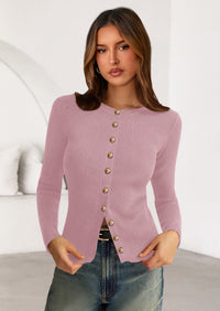 PRETTYGARDEN Womens Fall Cardigan Sweaters Lightweight Long Sleeve Button up Ribbed Knit Tops Winter Fashion Clothes