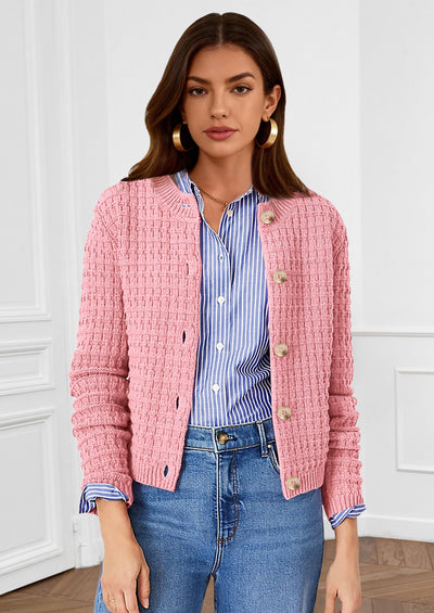 PRETTYGARDEN Women's Knit Cardigan Sweaters Casual Long Sleeve Open Front Button Down Trendy Jackets Outerwear