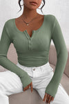 PRETTYGARDEN Women's Spring Fall Long Sleeve Henley T Shirts Button Ribbed Knit Slim Fit Casual Basic Tops Blouse