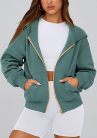 Y2K Zip Up Hoodie Long Sleeve Loose Fit Pockets Casual Sweatshirt