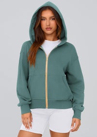 Y2K Zip Up Hoodie Long Sleeve Loose Fit Pockets Casual Sweatshirt