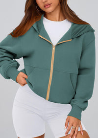 Y2K Zip Up Hoodie Long Sleeve Loose Fit Pockets Casual Sweatshirt