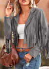 PRETTYGARDEN Women's Fringe Faux Suede Leather Jackets Fashion Tassel Motorcycle Cropped Coats