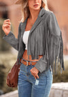PRETTYGARDEN Women's Fringe Faux Suede Leather Jackets Fashion Tassel Motorcycle Cropped Coats