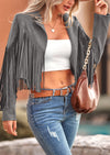 PRETTYGARDEN Women's Fringe Faux Suede Leather Jackets Fashion Tassel Motorcycle Cropped Coats