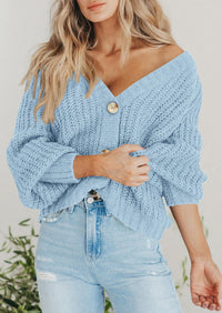 PRETTYGARDEN Women's Chunky Knit Open Front Sweater Long Sleeve Button Loose Short Cardigan Outerwear Coats