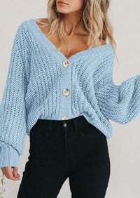 PRETTYGARDEN Women's Chunky Knit Open Front Sweater Long Sleeve Button Loose Short Cardigan Outerwear Coats