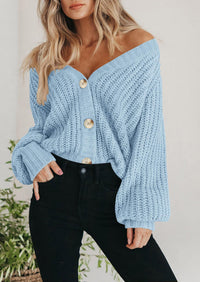 PRETTYGARDEN Women's Chunky Knit Open Front Sweater Long Sleeve Button Loose Short Cardigan Outerwear Coats