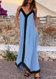 Elegant V Neck Spaghetti Strap Flowy Cocktail Party Maxi Dresses