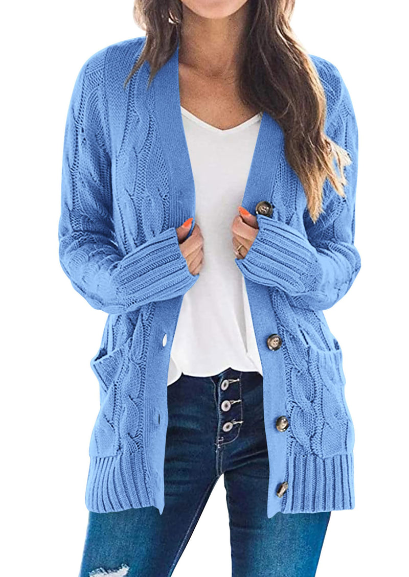 PRETTYGARDEN Women's Open Front Cardigan Sweaters Fall Fashion Button Down Cable Knit Chunky Winter Outerwear Coats