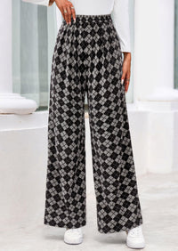 PRETTYGARDEN Casual Women's Pants Elastic Waist Palazzo Long Stretchy Wide Leg Trousers Knit Fall Outfits with Pockets PRETTYGARDEN