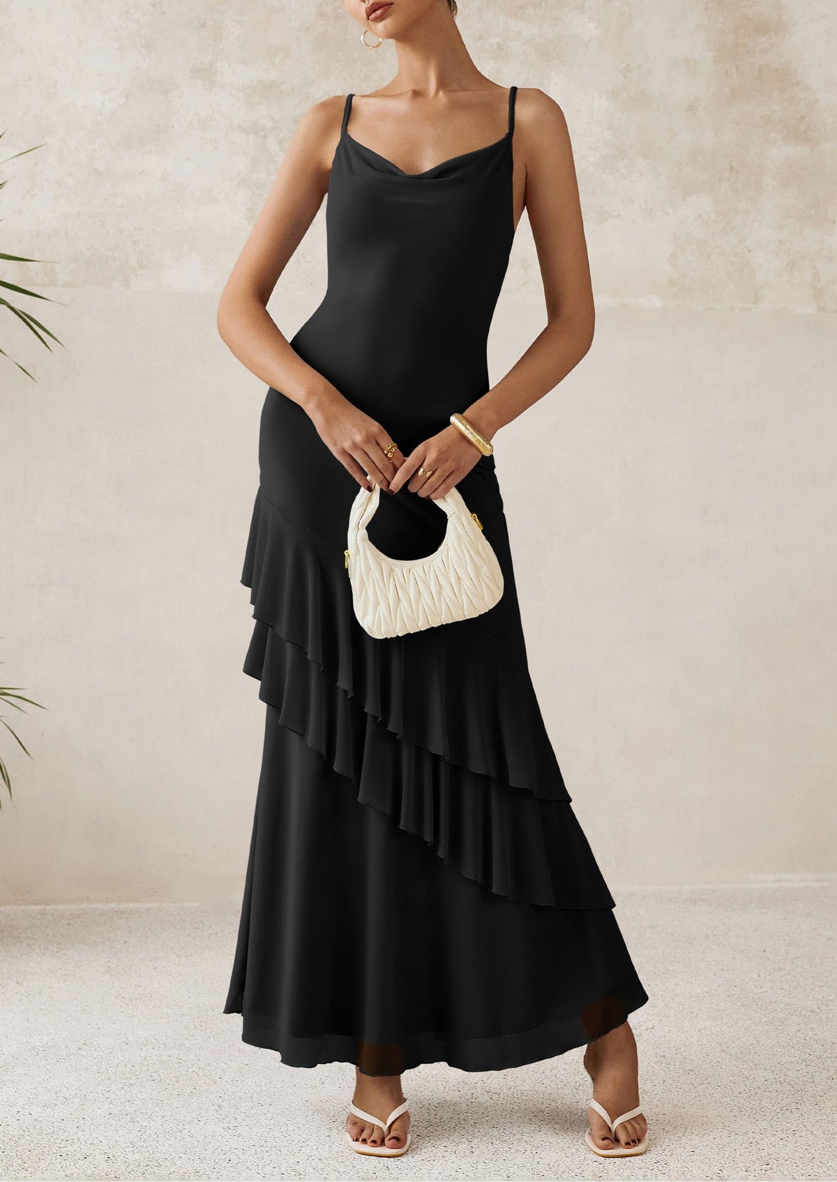 Tiered Floral Beach Spaghetti Strap Maxi Dresses