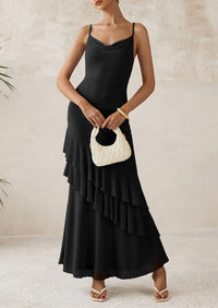 Tiered Floral Beach Spaghetti Strap Maxi Dresses