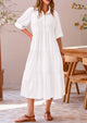 Button Up Ruffle A Line Flowy Maxi Dress