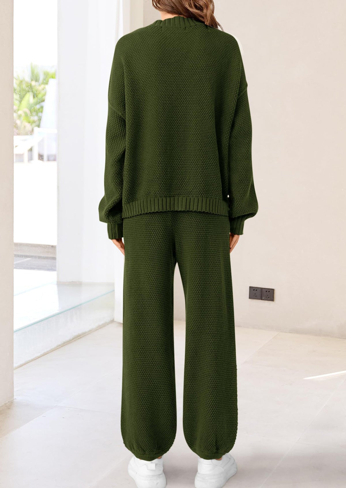 Loose Button Cardigan Casual Pants Solid Color Set