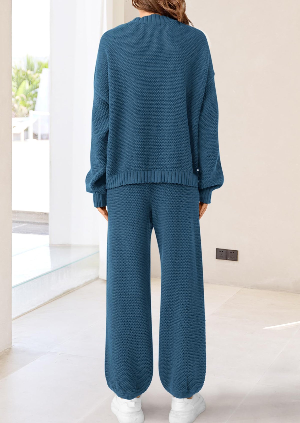 Loose Button Cardigan Casual Pants Solid Color Set