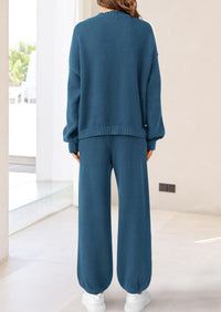 Loose Button Cardigan Casual Pants Solid Color Set