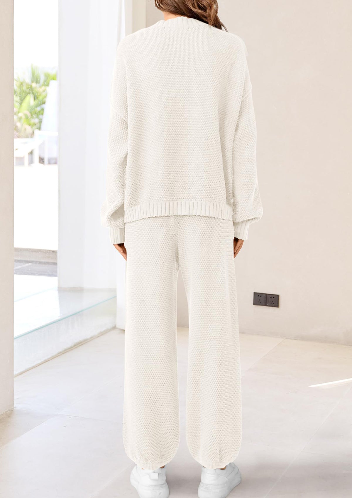 Loose Button Cardigan Casual Pants Solid Color Set