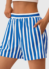 Striped PJ Y2K Casual Cotton Pajama Lounge Sleep Boxer Shorts with Pockets