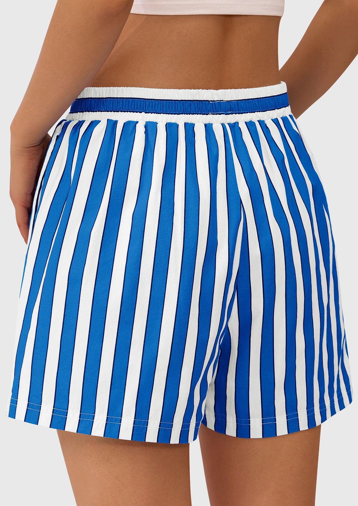 Striped PJ Y2K Casual Cotton Pajama Lounge Sleep Boxer Shorts with Pockets