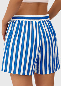 Striped PJ Y2K Casual Cotton Pajama Lounge Sleep Boxer Shorts with Pockets