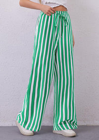 Striped Casual Lightweight Wide Leg Drawstring Lounge Pants with Pockets