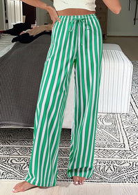 Striped Casual Lightweight Wide Leg Drawstring Lounge Pants with Pockets