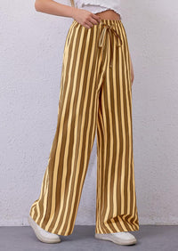Striped Casual Lightweight Wide Leg Drawstring Lounge Pants with Pockets