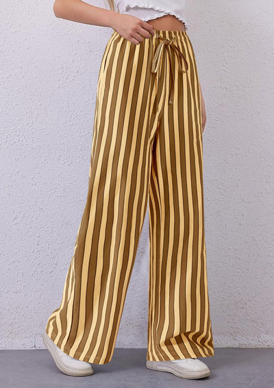 PRETTYGARDEN Women's Summer Striped Wide Leg Lounge Pants Trendy Clothes Drawstring Elastic Waist Comfy Pajama Bottoms