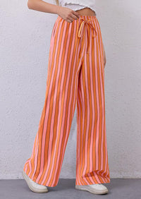 Striped Casual Lightweight Wide Leg Drawstring Lounge Pants with Pockets