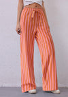 PRETTYGARDEN Women's Summer Striped Wide Leg Lounge Pants Trendy Clothes Drawstring Elastic Waist Comfy Pajama Bottoms