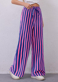 Striped Casual Lightweight Wide Leg Drawstring Lounge Pants with Pockets