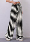 PRETTYGARDEN Women's Summer Striped Wide Leg Lounge Pants Trendy Clothes Drawstring Elastic Waist Comfy Pajama Bottoms