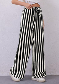 Striped Casual Lightweight Wide Leg Drawstring Lounge Pants with Pockets