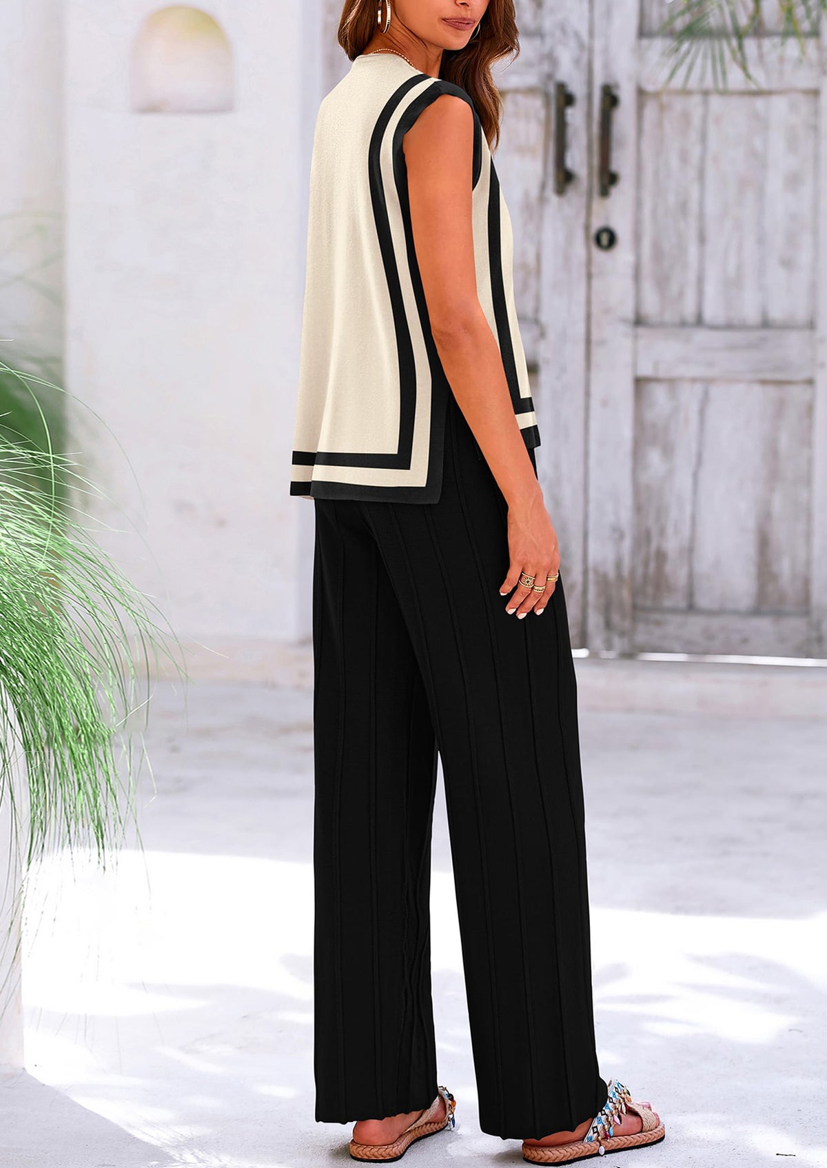 Pullover Tops And Wide Leg Pants Casual Two Piece Sets