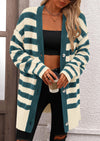 PRETTYGARDEN Women's Winter Striped Cardigan Sweaters Long Sleeve Button Down Open Front Chunky Knit Oversized Sweater Coat