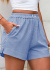 PRETTYGARDEN Women Striped Shorts Casual Elastic Waist  Bottoms Beach Shorts