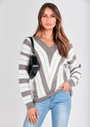 PRETTYGARDEN Women's Fashion Long Sleeve Striped Color Block Knitted Sweater Crew Neck Loose Pullover Jumper Tops
