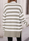 PRETTYGARDEN Women's Winter Striped Cardigan Sweaters Long Sleeve Button Down Open Front Chunky Knit Oversized Sweater Coat