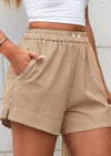 PRETTYGARDEN Women Striped Shorts Casual Elastic Waist  Bottoms Beach Shorts
