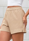 PRETTYGARDEN Women Striped Shorts Casual Elastic Waist  Bottoms Beach Shorts