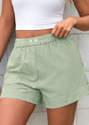 PRETTYGARDEN Women Striped Shorts Casual Elastic Waist  Bottoms Beach Shorts