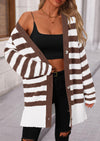 PRETTYGARDEN Women's Winter Striped Cardigan Sweaters Long Sleeve Button Down Open Front Chunky Knit Oversized Sweater Coat