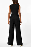 PRETTYGARDEN Womens Summer Jumpsuits Dressy Casual One Piece Outfits Sleeveless Mock Neck Wide Leg Pants Rompers with Pockets