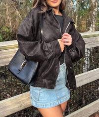 PRETTYGARDEN Women's Faux Leather Motorcycle Jacket Trendy Fall Spring Clothes Oversized Zip Up Winter Coat Outerwear PRETTYGARDEN