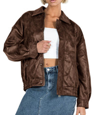 PRETTYGARDEN Women's Faux Leather Motorcycle Jacket Trendy Fall Spring Clothes Oversized Zip Up Winter Coat Outerwear PRETTYGARDEN